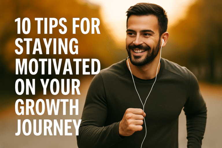 Motivational checklist graphic — 10 tips to stay motivated and reach your goals